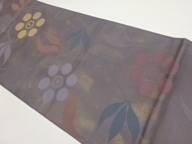 JAPANESE FUKURO OBI / WOVEN ABSTRACT FLOWER